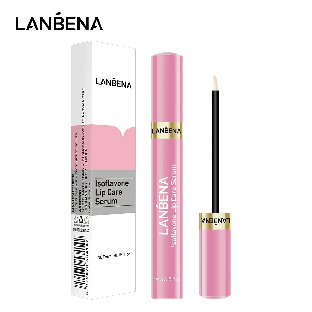 Lsoflavone Lip Care Serum Plumper Lip Gloss Repairing Moisturizing Liquid Reduce Fine Lines Increase Lip Elasticity 4ML