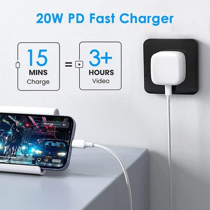 9V 2.22A Foldable UK 3Pins Plug PD 20W Travel Charger USB-C Charger Adapter Fast Charging Cube Wall Charger for Phone 15 14 13 12 11 10 and Samsung  type c