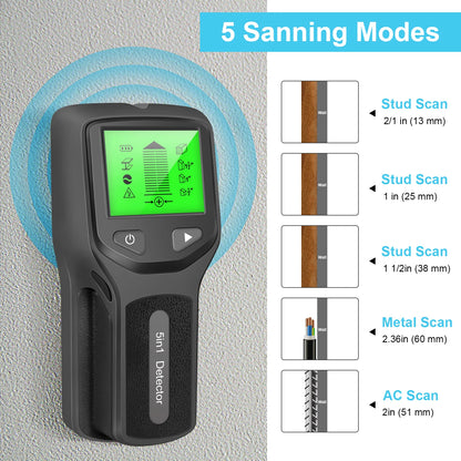 5 in 1 Metal Detector Wall Detector Wall Thickness Gauge Backlight Wall Stud Finder Electronic Wall Scanner Gold Finder
