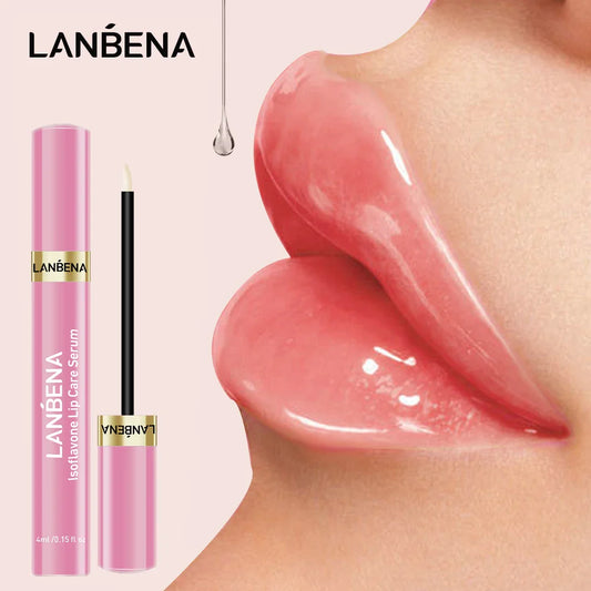 Lsoflavone Lip Care Serum Plumper Lip Gloss Repairing Moisturizing Liquid Reduce Fine Lines Increase Lip Elasticity 4ML