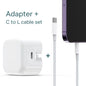 9V 2.22A Foldable UK 3Pins Plug PD 20W Travel Charger USB-C Charger Adapter Fast Charging Cube Wall Charger for Phone 15 14 13 12 11 10 and Samsung  type c