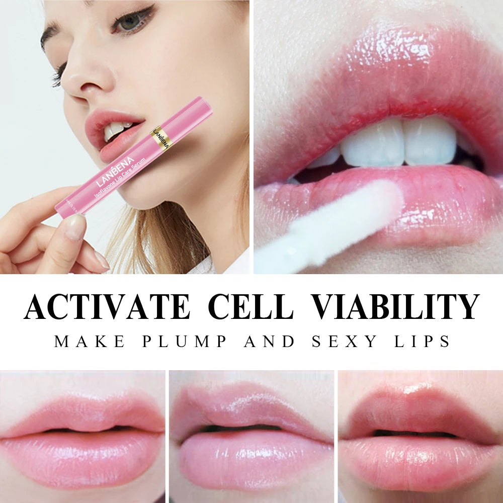 Lsoflavone Lip Care Serum Plumper Lip Gloss Repairing Moisturizing Liquid Reduce Fine Lines Increase Lip Elasticity 4ML