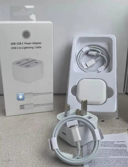 9V 2.22A Foldable UK 3Pins Plug PD 20W Travel Charger USB-C Charger Adapter Fast Charging Cube Wall Charger for Phone 15 14 13 12 11 10 and Samsung  type c