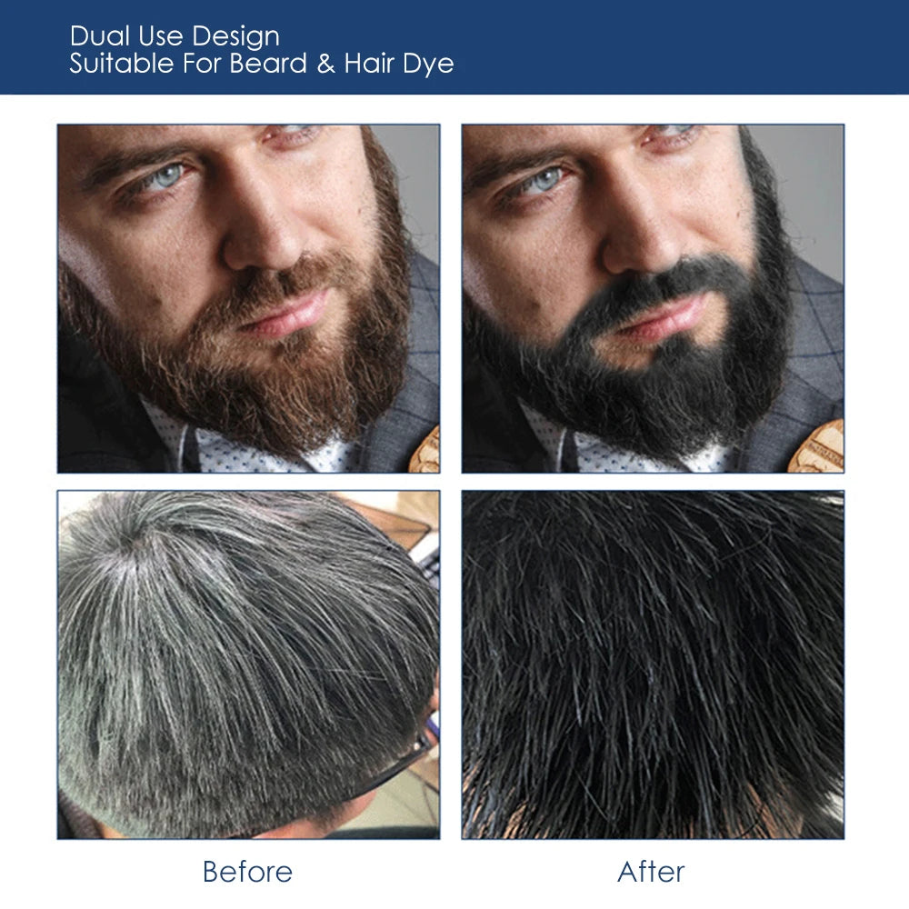 Natural Long Lasting 200Ml Permanent Beard Dye Shampoo for Men Beard Dying Removal White Grey Beard Hair Men Beard Dye Shampoo