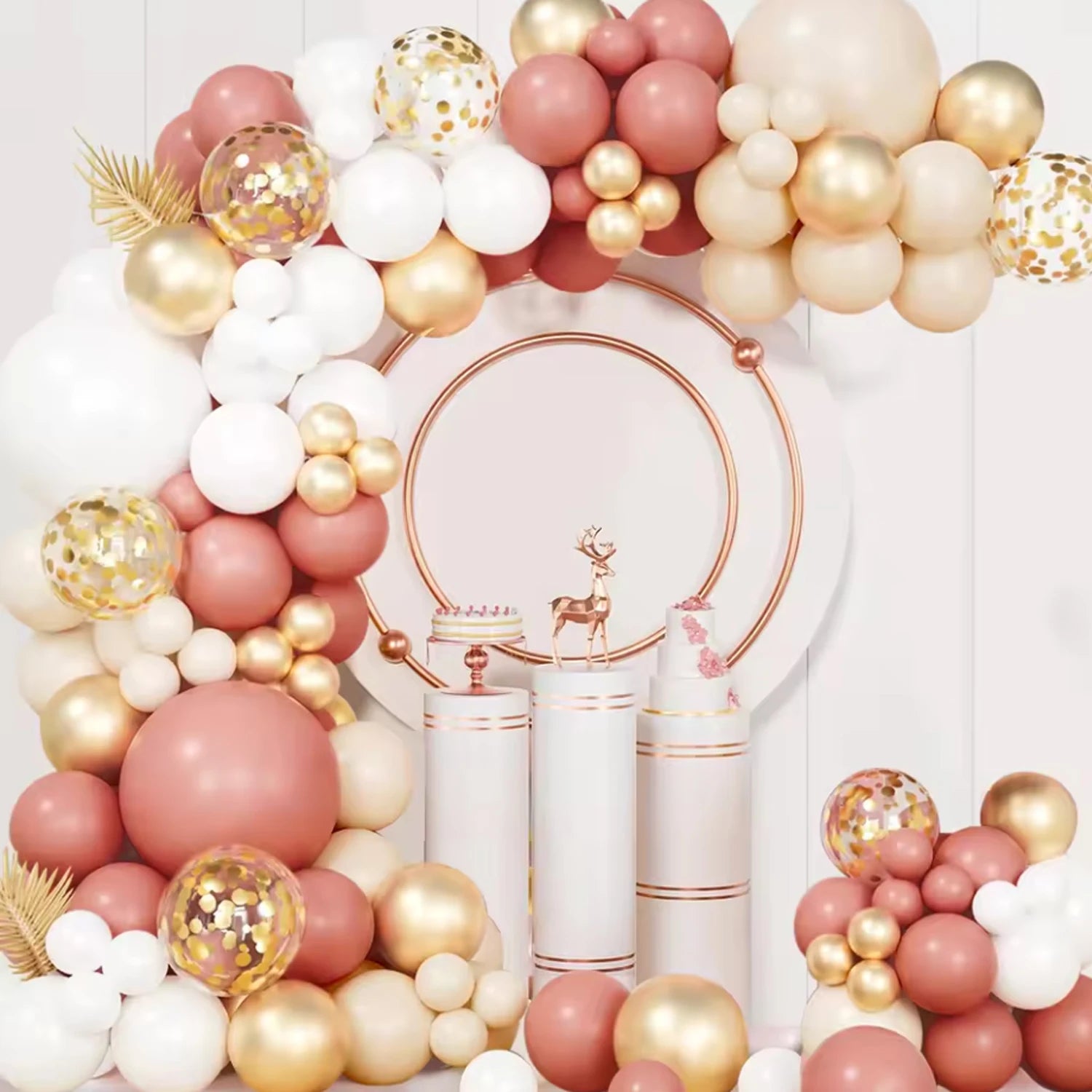 103Pcs Retro Pink White Gold Balloons Garland Arch Kit Birthday Party Decoration Kids Baby Shower Wedding Party Supplies Letax B