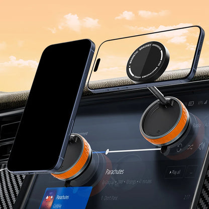 360° Adjustable Vacuum Magnetic Suction Cup Phone Holder Double Sided Magnetic Car Phone Holder Folding Stand for Magsafe Iphone