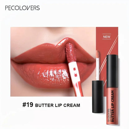 Butter Lip Cream Liquid Lipstick, Non-Sticky, Moisturizing High Pigment for Nude Red Sexy Lip Makeup Cosmetic