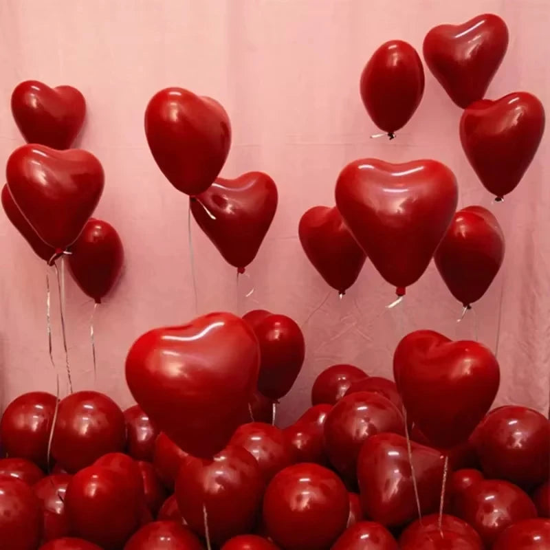 Valentine 50/10Pcs Red Heart Balloons Inflatable Latex Balloon for Valentine’S Day Wedding Party Anniversary Decoration Supplies
