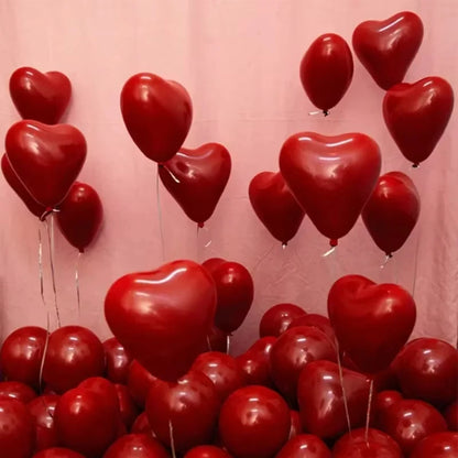 Valentine 50/10Pcs Red Heart Balloons Inflatable Latex Balloon for Valentine’S Day Wedding Party Anniversary Decoration Supplies