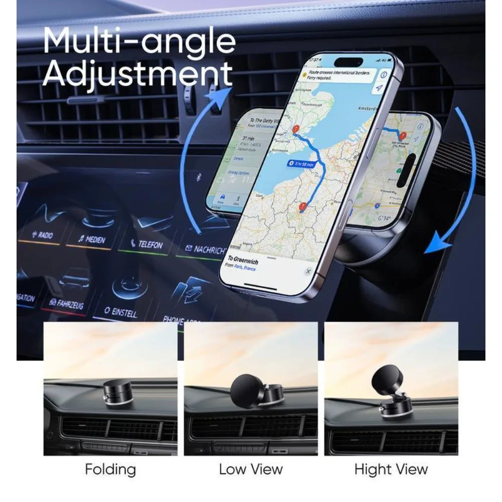 Magnetic Phone Holder Stand: Adjustable, Foldable, Strong Suction Cup for Car & Multi-Scene Use
