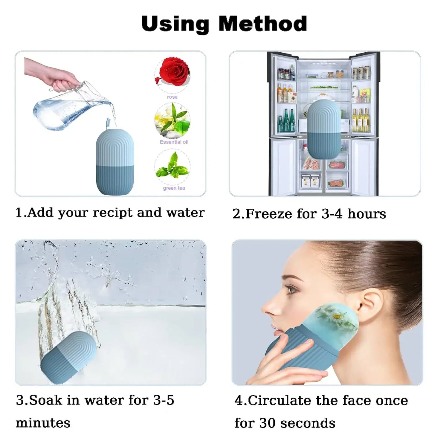 Face Beauty Massage Silicone Face Ice Cube Face Ice Cube Beauty Products Face Ice Massage Roller Capsule Face Ice Mold
