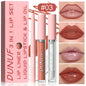 3Pc Rose Pink Matte Lipstick Set Waterproof Long-Lasting Nude Brown Lip Liner Pencil Lip Gloss Cheek Lip Tint Oil Kit for Makeup