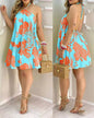 Tropical Print Halter Neck Dress, Vacation Style Backless Dress for Spring & Summer, Women'S Clothing