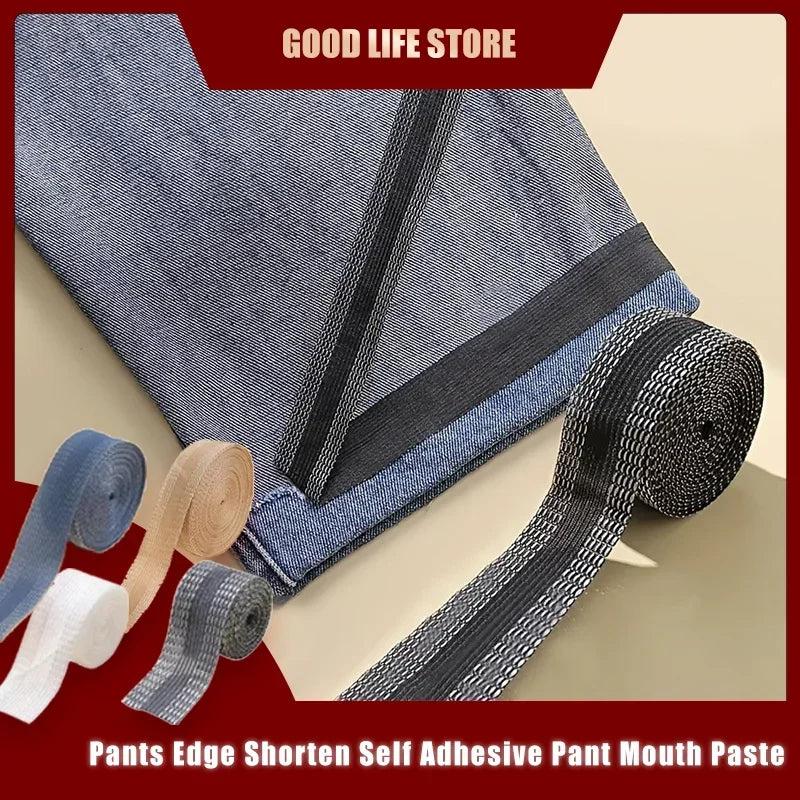 78.74Inch Pants Edge Shorten Self Adhesive Pant Mouth Paste Iron on Hem Fabric Fusing Hemming Ironing DIY Sewing Tape Stitch