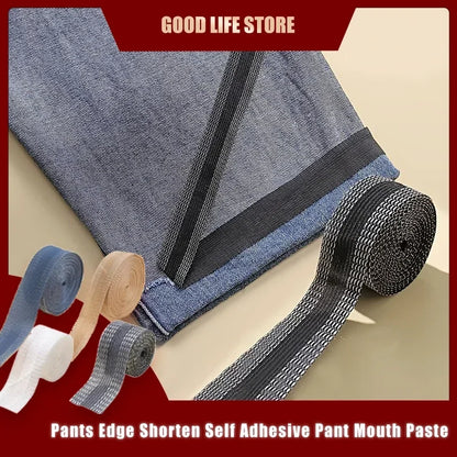 78.74Inch Pants Edge Shorten Self Adhesive Pant Mouth Paste Iron on Hem Fabric Fusing Hemming Ironing DIY Sewing Tape Stitch