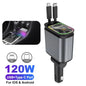 120W Super Fast Car Charger with 2 Scalable Cables & 2 Charge Ports,Roof Starlight,Voltage PD 30W Fast Charging for IOS Android