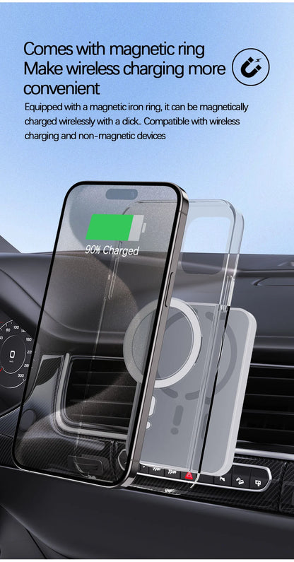 15W Magnetic Car Wireless Charger for Magsafe Iphone 12 13 14 15 16 Pro Max Air Vent Car Phone Holder Stand Fast Car Charging
