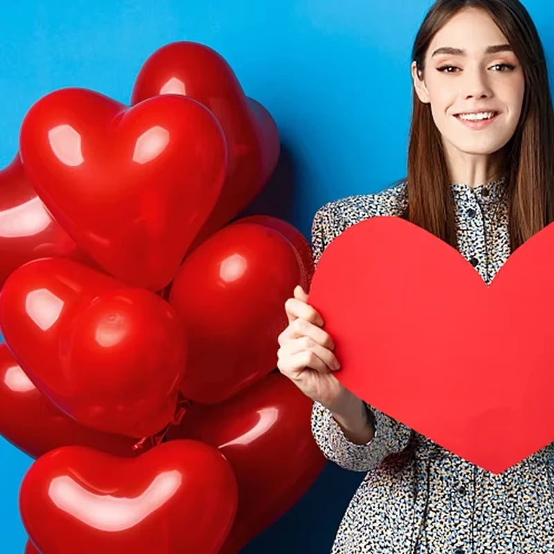 Valentine 50/10Pcs Red Heart Balloons Inflatable Latex Balloon for Valentine’S Day Wedding Party Anniversary Decoration Supplies