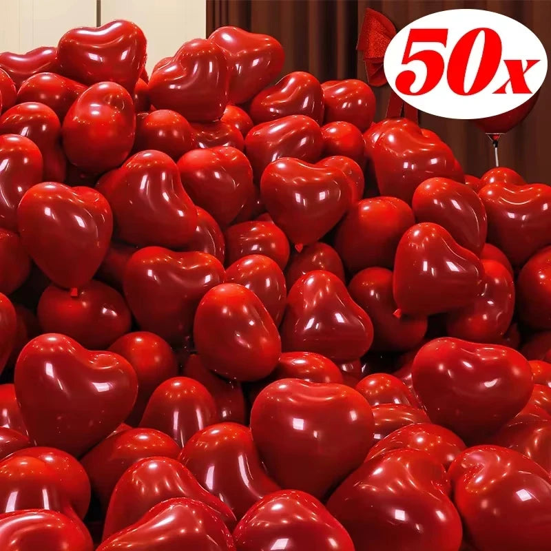 Valentine 50/10Pcs Red Heart Balloons Inflatable Latex Balloon for Valentine’S Day Wedding Party Anniversary Decoration Supplies