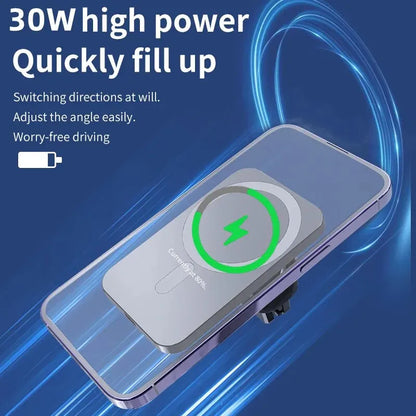 30W Magnetic Car Wireless Charger for Iphone 15 14 13 12 Pro Max Mini Macsafe Car Phone Holder Stand Mount Fast Charging Station