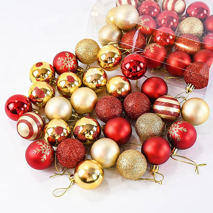 50Pcs/Box Christmas Tree Balls Ornament Red Gold Hanging Bauble Pendant 2025 Christmas Decoration for Home 2026 New Year Gifts