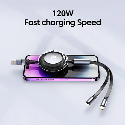 Olaf 120W Retractable USB C Cable Fast Charging USB A/Type C to Type C /IOS Cable for Iphone 15 14 13 Pro Max Huawei Xiaomi