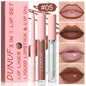 3Pc Rose Pink Matte Lipstick Set Waterproof Long-Lasting Nude Brown Lip Liner Pencil Lip Gloss Cheek Lip Tint Oil Kit for Makeup