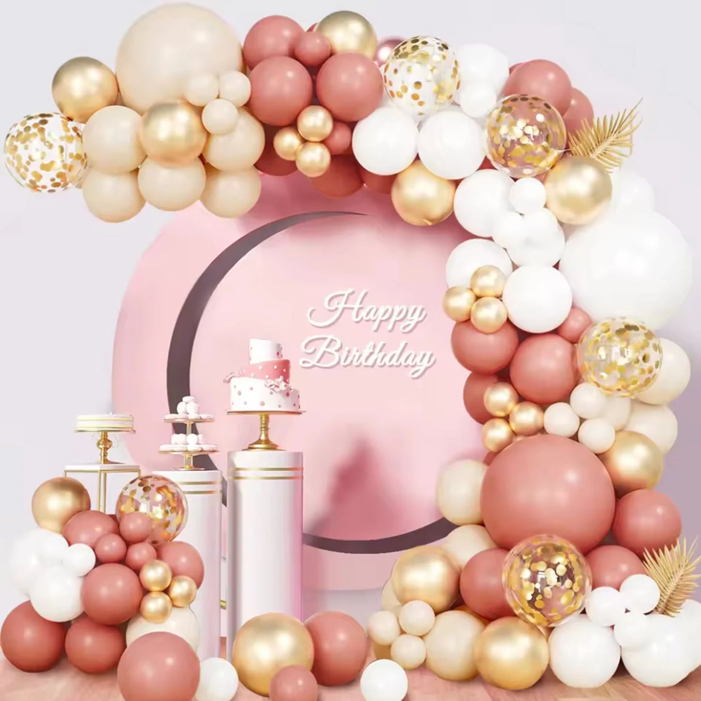 103Pcs Retro Pink White Gold Balloons Garland Arch Kit Birthday Party Decoration Kids Baby Shower Wedding Party Supplies Letax B