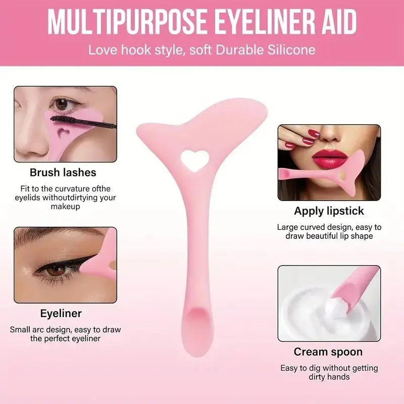 4Pcs Multifunctional Silicone Eye Makeup Tools Set，Easy to Clean,Reusable for Perfect Eye Lines for Beginners