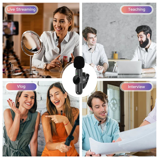 K9 Professional Microphone Wireless Lavalier Microphone for Android Type C Iphone Live Broadcast Gaming Recording Interview Vlog
