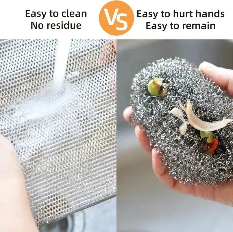1-20PCS Magic Cleaning Cloth Thickened Double -Sided Metal Steel Wire Rags Kitchen Dish Pot Washdishing Cloths Towel Clean Tools
