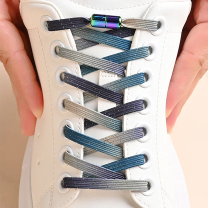 1Pair No Tie Shoe Laces Colorful Buckle Shoelaces Pearl Light Colorful Fashion without Ties Elastic Laces Sneaker Kids Adult