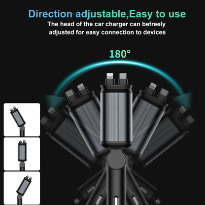 120W Super Fast Car Charger with 2 Scalable Cables & 2 Charge Ports,Roof Starlight,Voltage PD 30W Fast Charging for IOS Android