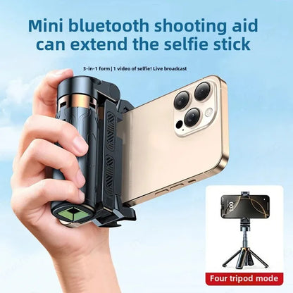 Super Mini Selfie Stick Portable Phone Holder Shooting Aid Versatile Integrated Design Bluetooth Remote for Live Broadcas