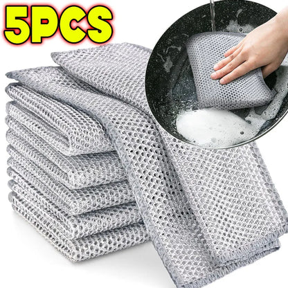 1-20PCS Magic Cleaning Cloth Thickened Double -Sided Metal Steel Wire Rags Kitchen Dish Pot Washdishing Cloths Towel Clean Tools