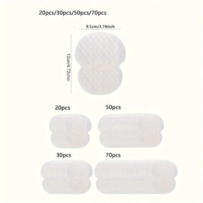 20Pcs/30Pcs/50Pcs/70Pcs Underarm Sweat Pads, Washable Sweat Absorbing Guards, Dress Sweat Perspiration Pads Shield