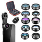 APEXEL Phone Lens Kit Universal 10 in 1 Fisheye Wide Angle Macro Lens CPL Filter Kaleidoscope+2X Telescope Lens for Smartphone
