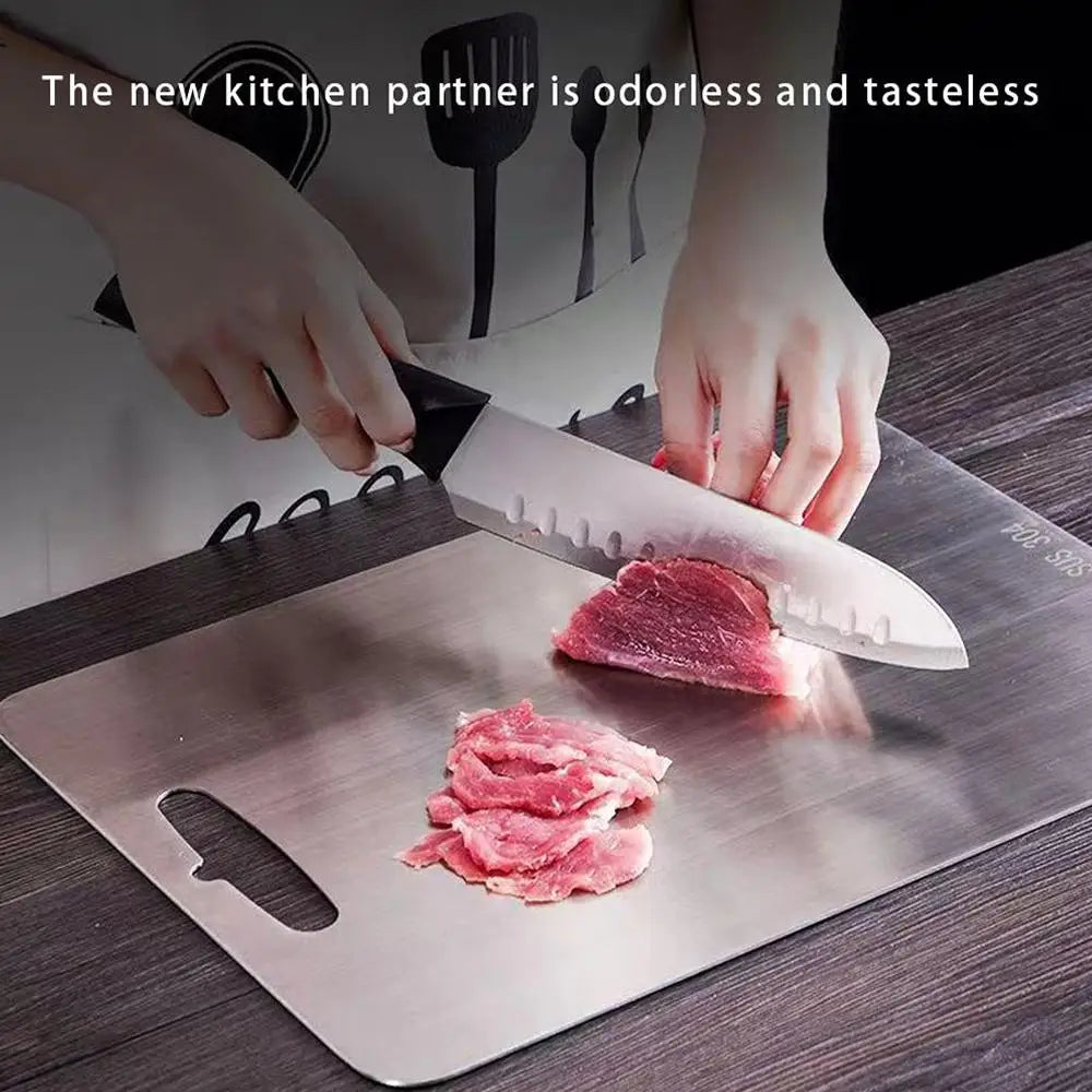 Double Thick Titanium Cutting Boards Stainless Steel for Home Kitchen Cooking Board Meat Fruits Vegetables Bread Outdoor Camping
