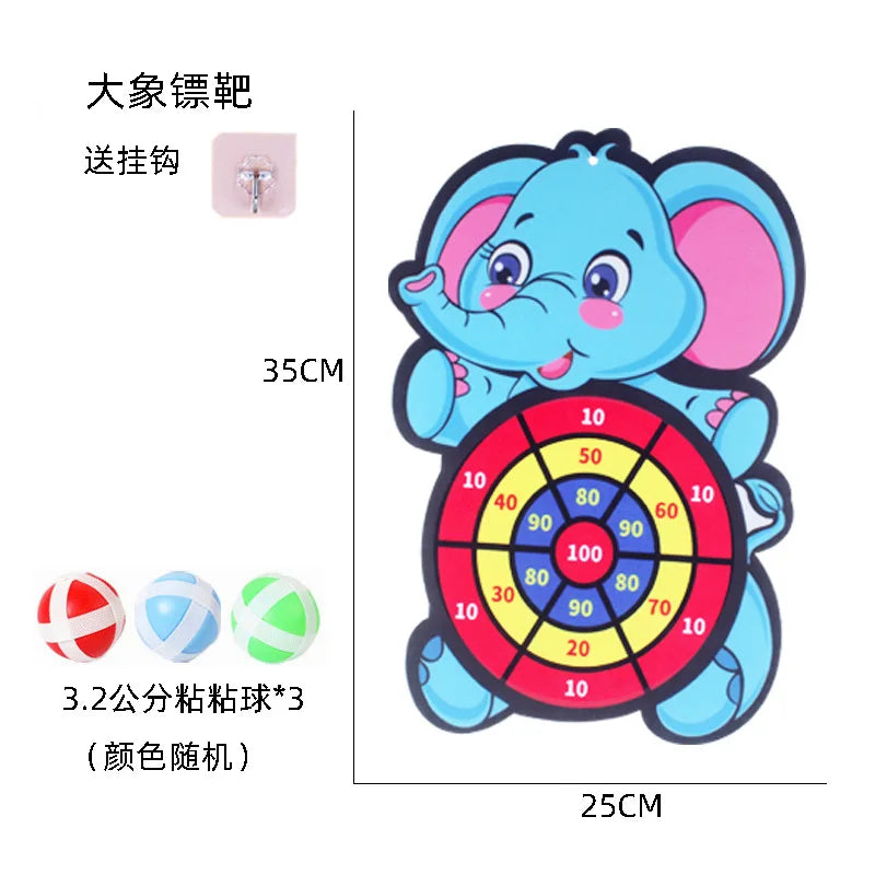 Dart Board Throw Ball Dartboard Target Sticky Ball.Cartoon Animal Target Game Panda Cow Two Piece for Children