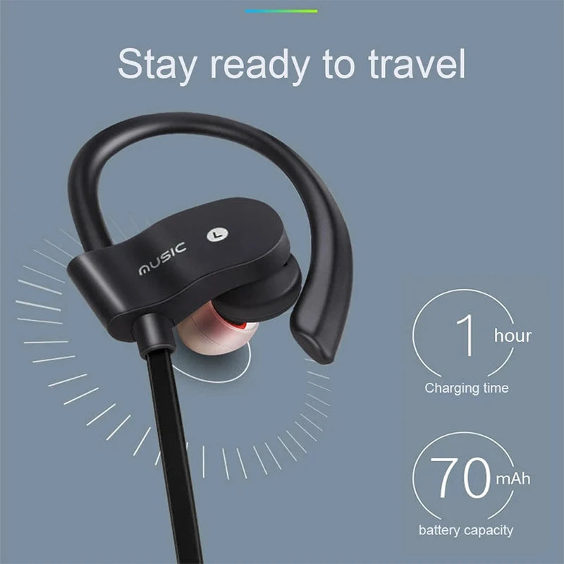 Wireless Headphones Earloop Ear Hook Earbuds Wireless Bluetooth Headset Handsfree Neckband with Mic Bluetooth Earphones