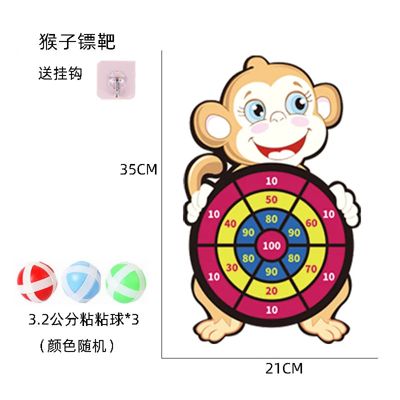 Dart Board Throw Ball Dartboard Target Sticky Ball.Cartoon Animal Target Game Panda Cow Two Piece for Children