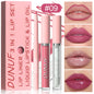 3Pc Rose Pink Matte Lipstick Set Waterproof Long-Lasting Nude Brown Lip Liner Pencil Lip Gloss Cheek Lip Tint Oil Kit for Makeup
