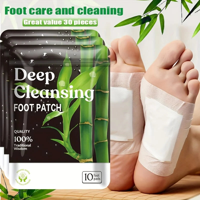 30 Deep Cleaning Care Foot Pads,Natural Bamboo Vinegar Ginger Powder Foot Pads,Foot Massage Pads after Foot Bath - Portable Foot