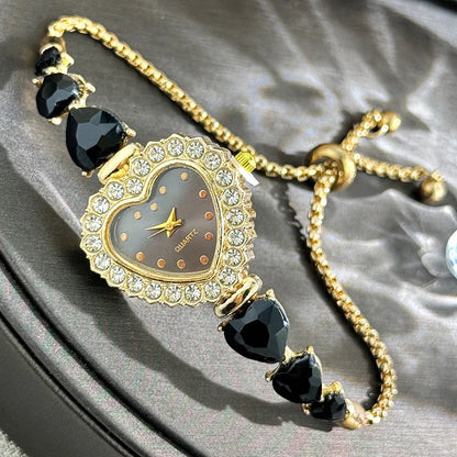 New Fashion Heart-Shaped Ribbon-Strap Flower Watch for Women with Adjustable Bracelet Quartz Wristwatches Reloj Mujer