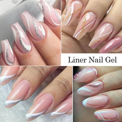 3Pc Glitter Liner Nail Gel Polish Set Silver Gold DIY Nail Art Semi Permanent Painting Gel Kit Long Lasting Soak off UV Vanrish
