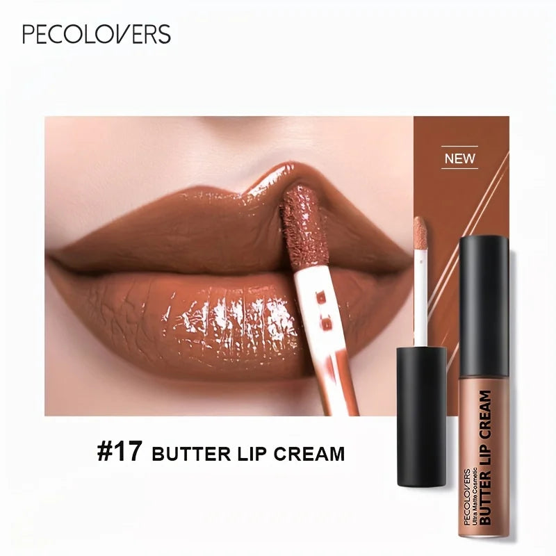 Butter Lip Cream Liquid Lipstick, Non-Sticky, Moisturizing High Pigment for Nude Red Sexy Lip Makeup Cosmetic