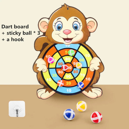 Dart Board Throw Ball Dartboard Target Sticky Ball.Cartoon Animal Target Game Panda Cow Two Piece for Children