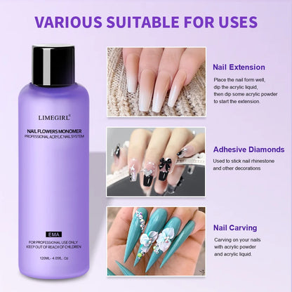 Large Capacity Nail Acrylic Liquid Monomer Crystal 40/70/120/240Ml for Nails Art DIY Acrylic Powder Liquid Manicure