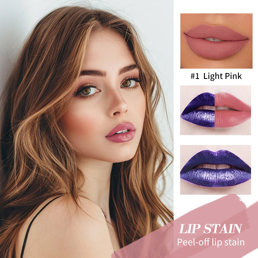 3Pcs/Set Lip Stain Peel off and Reveal Long Lasting Waterproof Pink Lip Tint Transfer Proof Natural Lip Stain Tear off Lip Gloss