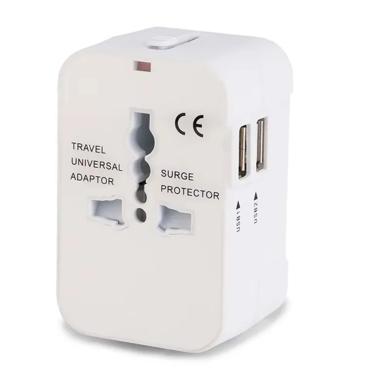 Foldable All-In-One Universal Travel Adapter EU UK US AU Power Charger Adapter Outlet Converter Socket with Dual USB 2.1A Port